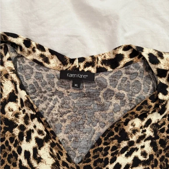 Karen Kane Leopard Animal Print Bishop Sleeve Dress – Size XL | Chic & Statement - Picture 3 of 4
